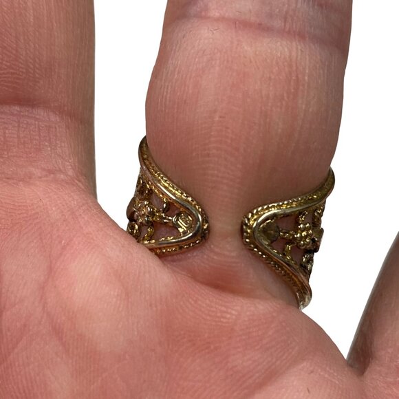 Vintage Gold Tone Filigree Eilat Stone Adjustable Ring Size 8 - Picture 5 of 13